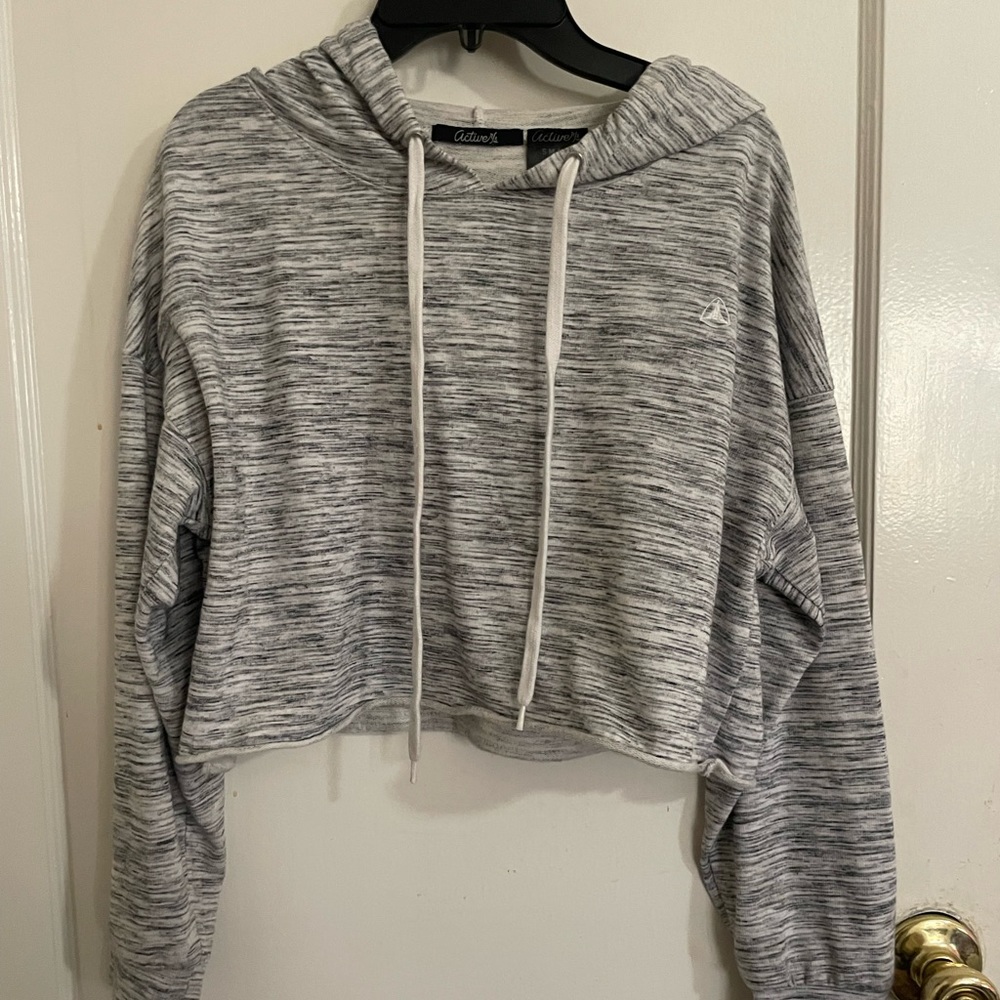 Gray Women's Cropped Hoodie Sweater